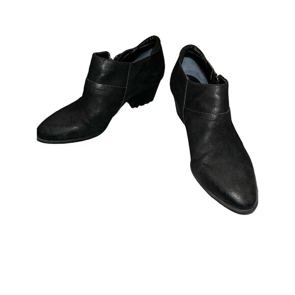 Franco Sarto‎ Greco Womens Size 7M Black Leather Side Zips Heeled Ankle Booties - Picture 1 of 10